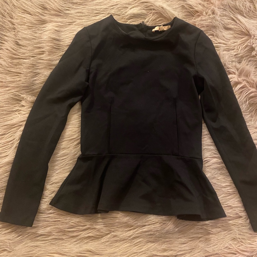 Zara long sleeved black peplum blouse